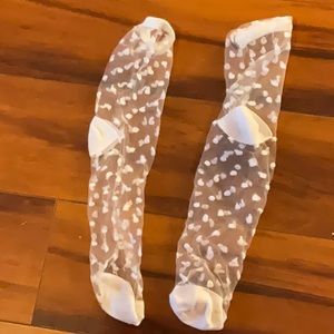 white dotted see through socks